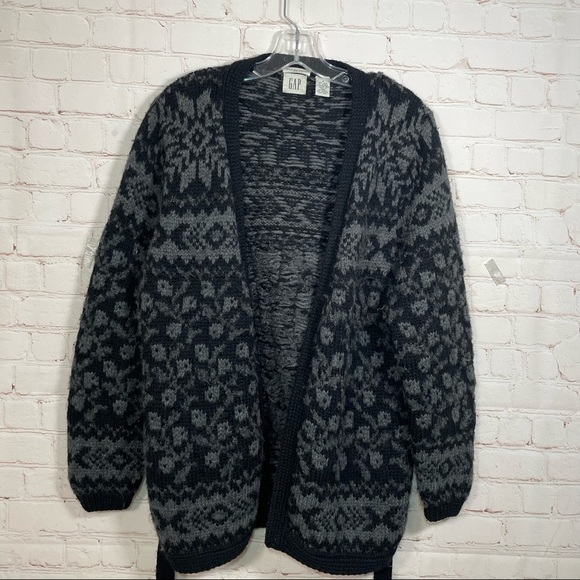 Gap Sweater Knit By Hand Womens Small Mohair Wool Aztec Western Open Cardigan - Picture 4 of 9